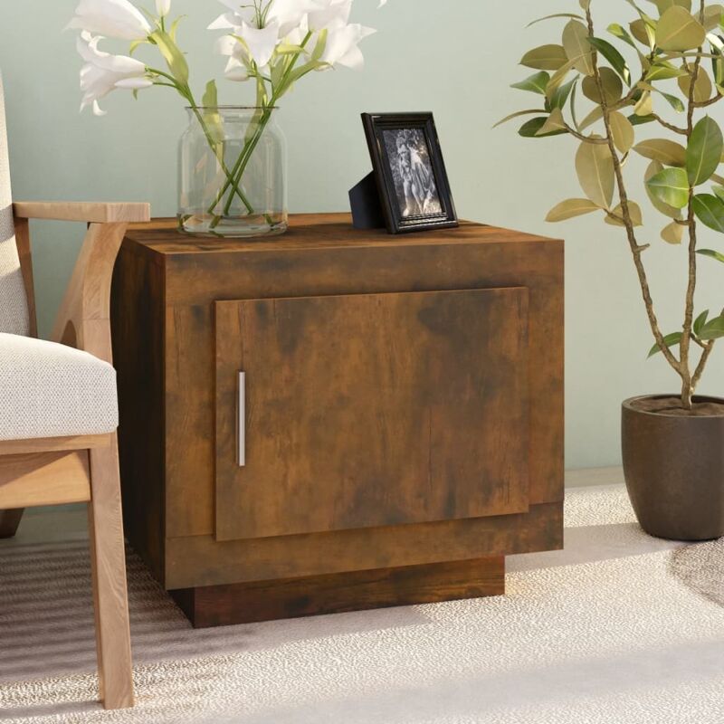 foto del prodotto tavolino da salotto rovere fumo 51x50x45cm in legno multistrato vidaxl