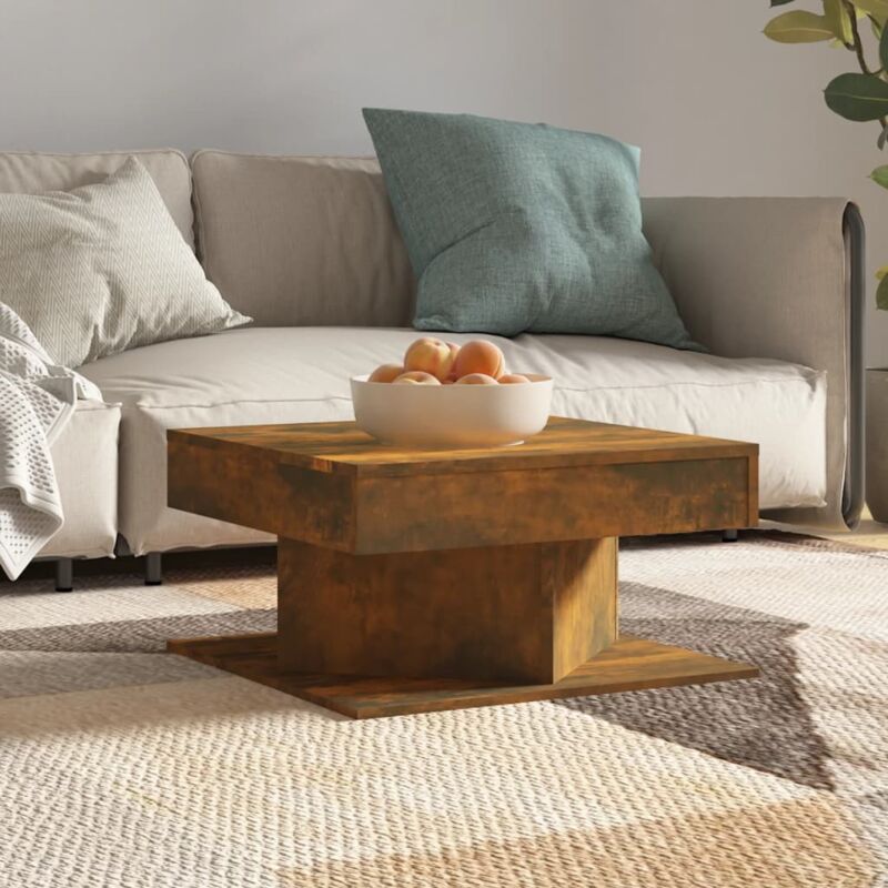 foto del prodotto tavolino da salotto rovere fumo 57x57x30cm in legno multistrato vidaxl