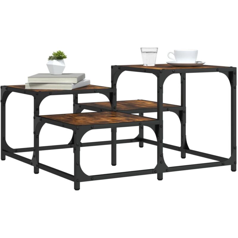 foto del prodotto tavolino da salotto rovere fumo 68x68x40cm in legno multistrato
