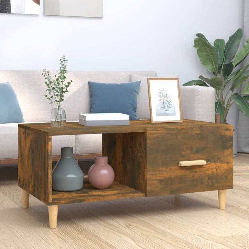 foto del prodotto tavolino da salotto rovere fumo 89,5x50x40 cm legno multistrato vidaxl