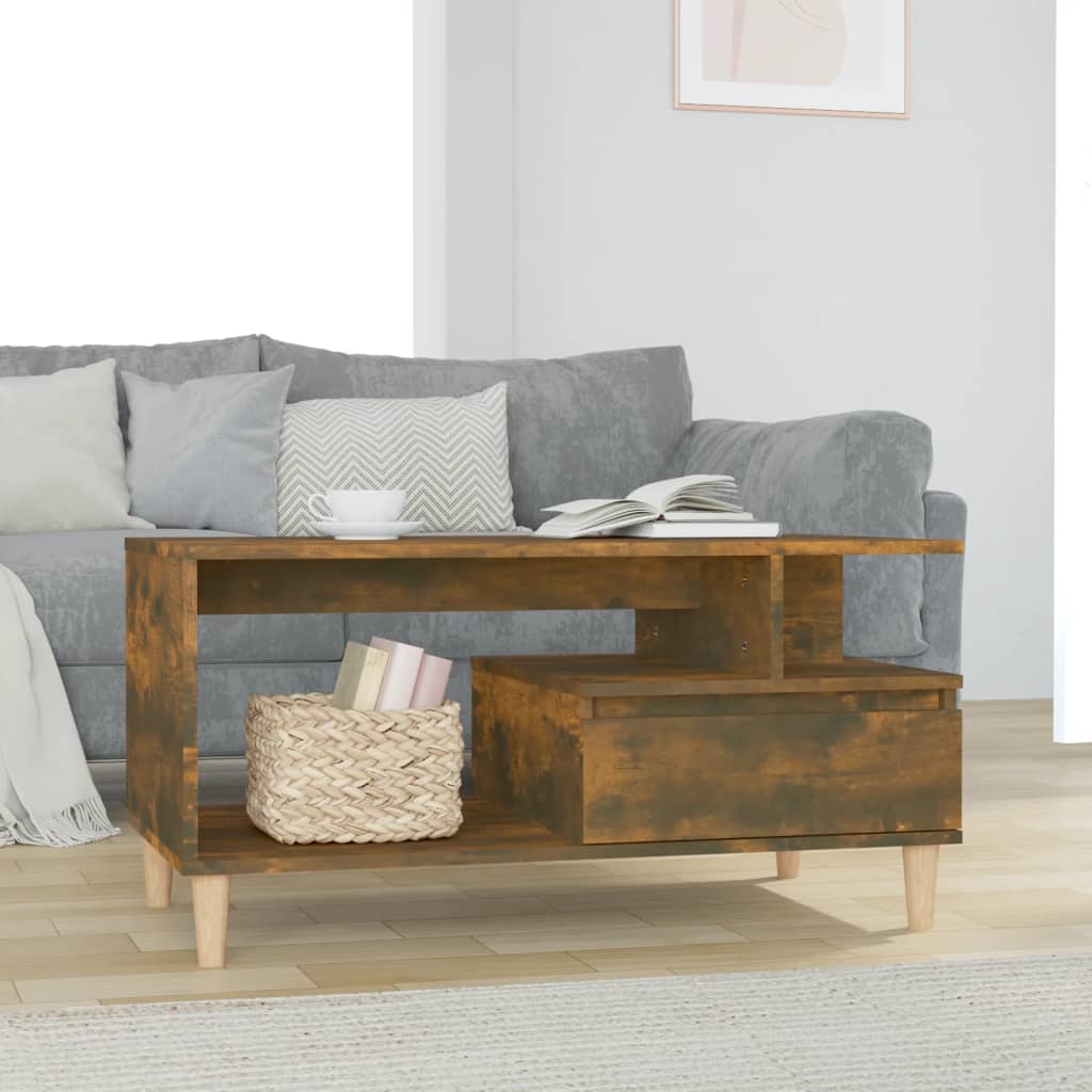 foto del prodotto tavolino da salotto rovere fumo 90x49x45 cm legno multistrato vidaxl