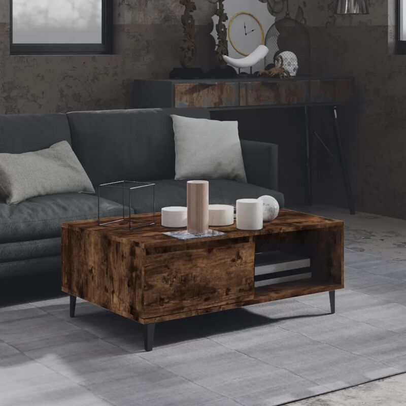 foto del prodotto tavolino da salotto rovere fumo 90x60x35 cm in truciolato vidaxl