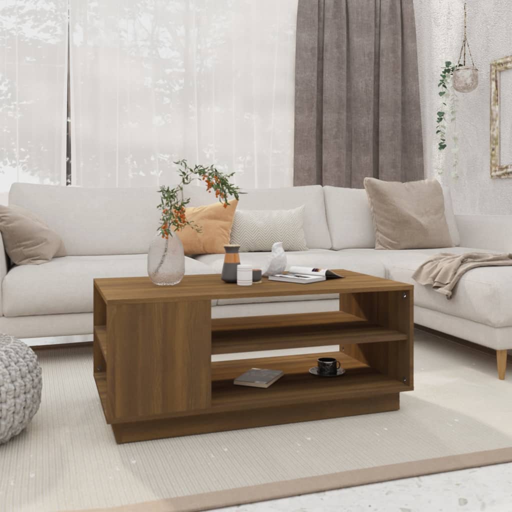 foto del prodotto tavolino da salotto rovere marrone 102x55x43 cm in truciolato cod mxl 16673