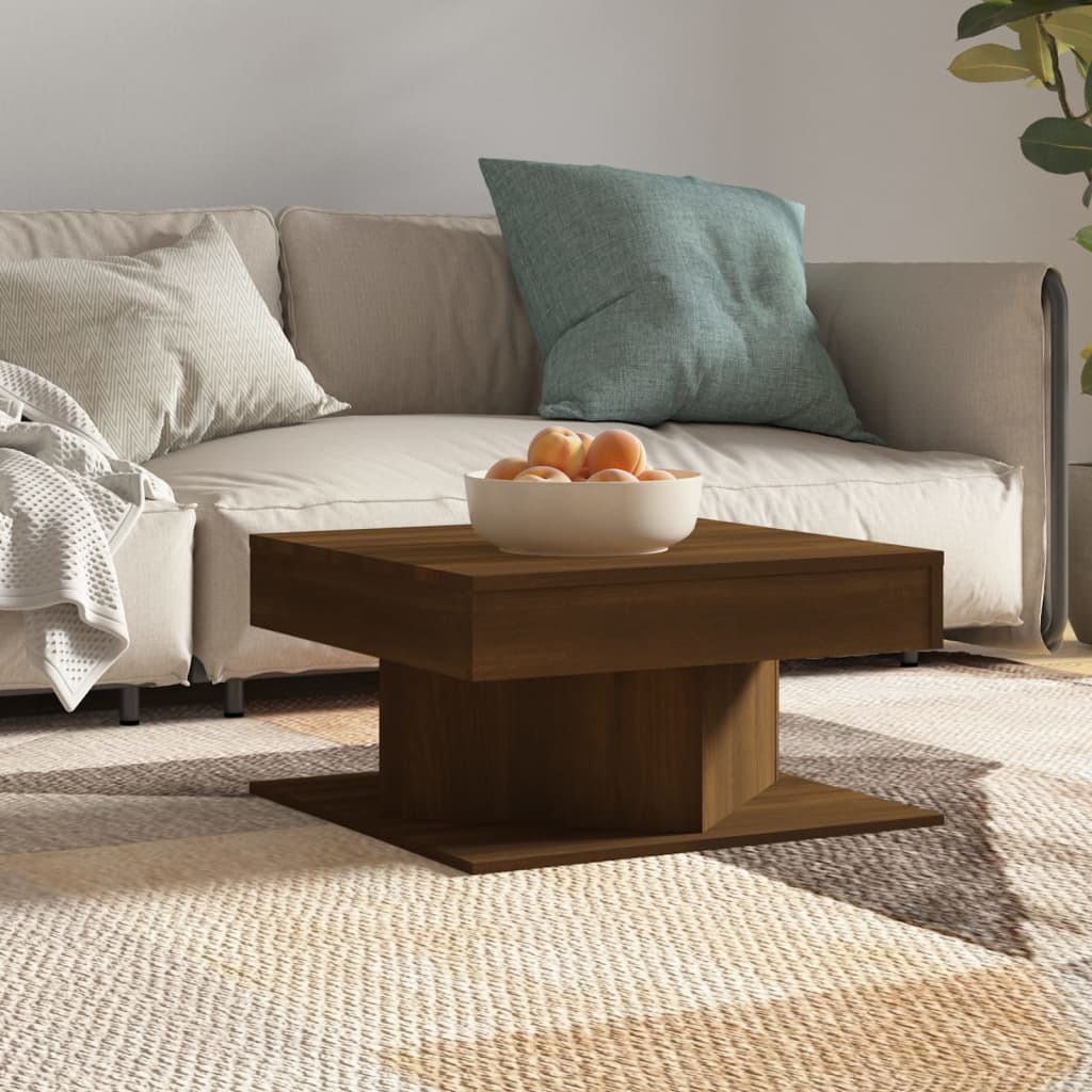 foto del prodotto tavolino da salotto rovere marrone 57x57x30cm legno multistrato cod mxl 5561