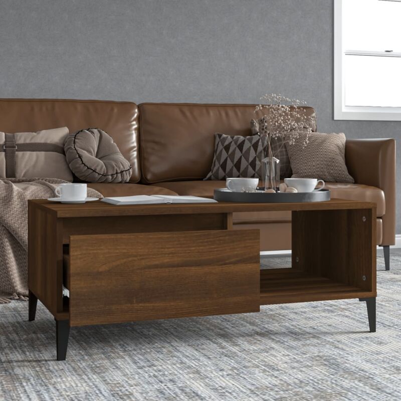 foto del prodotto tavolino da salotto rovere marrone 90x50x36,5 cm in multistrato vidaxl