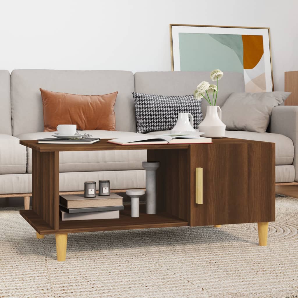 foto del prodotto tavolino da salotto rovere marrone 90x50x40cm legno multistrato cod mxl 25774