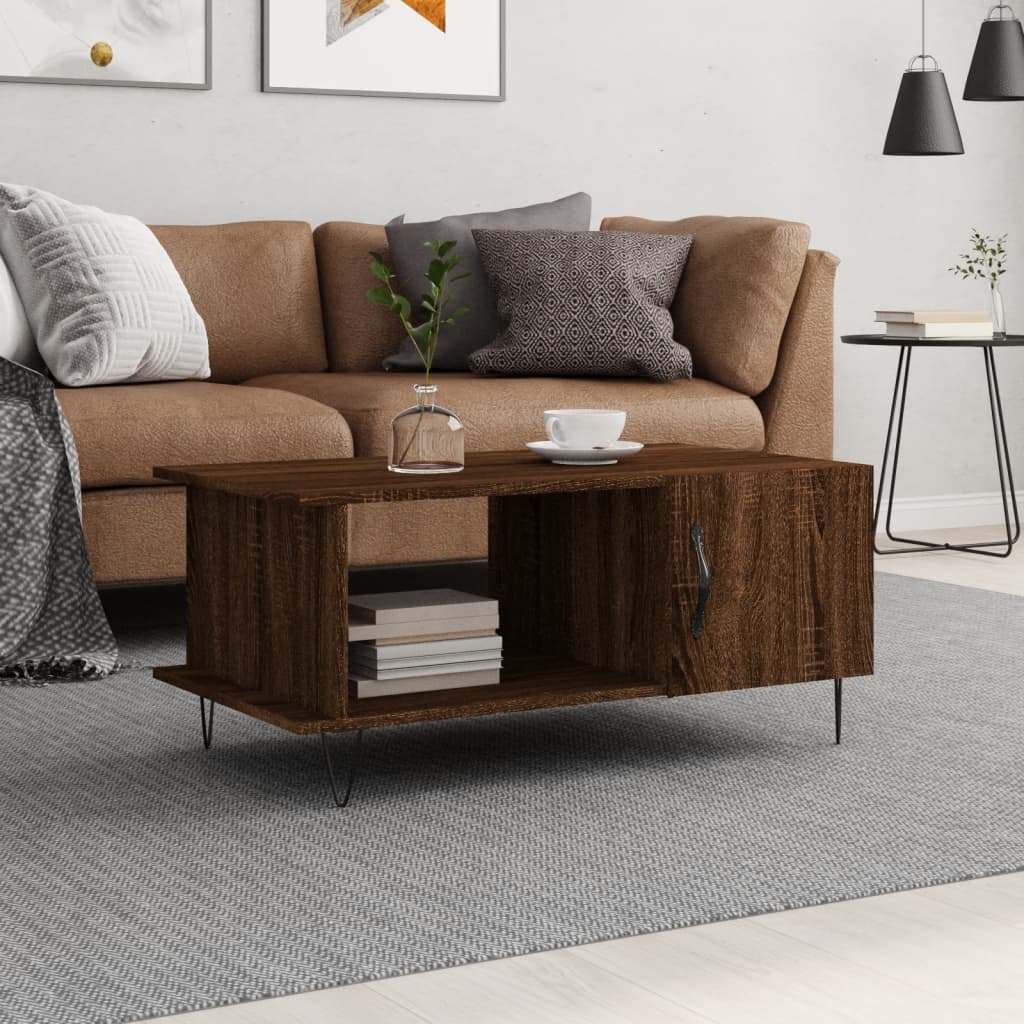 foto del prodotto tavolino da salotto rovere marrone 90x50x40cm legno multistratocod mxl 104838