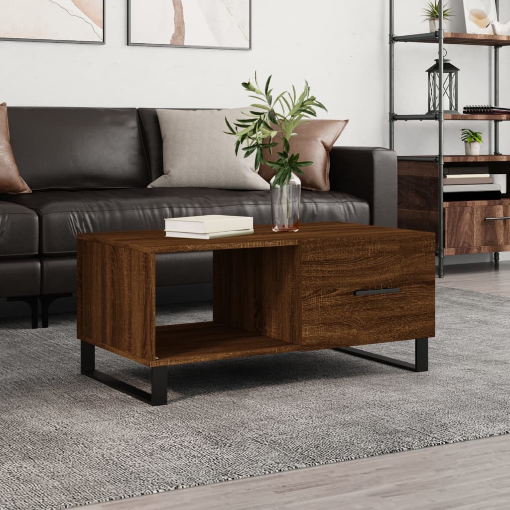 foto del prodotto tavolino da salotto rovere marrone 90x50x40cm legno multistratocod mxl 129093