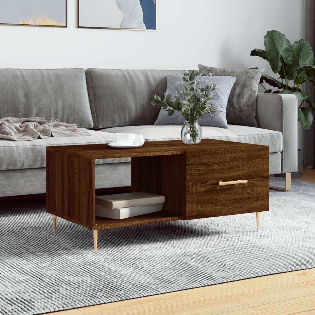 foto del prodotto tavolino da salotto rovere marrone 90x50x40cm legno multistratocod mxl 129300