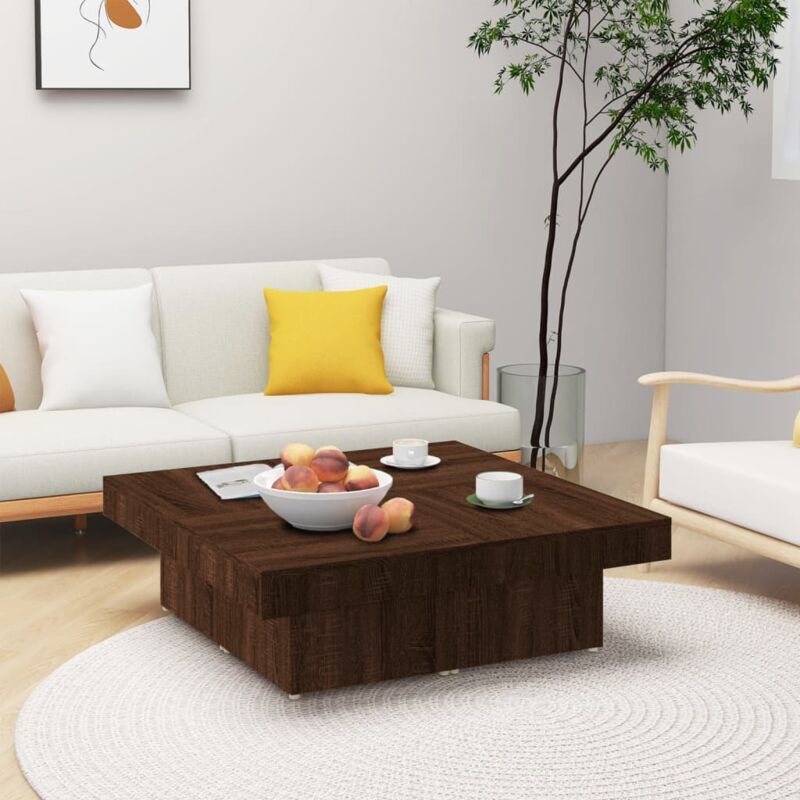 foto del prodotto tavolino da salotto rovere marrone 90x90x28cm legno multistrato vidaxl