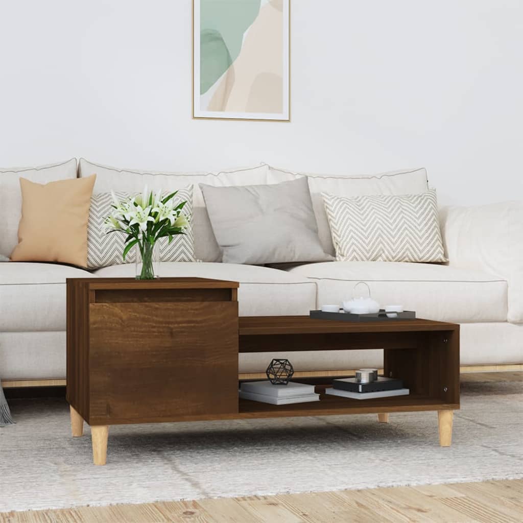 foto del prodotto tavolino da salotto rovere marrone100x50x45cm legno multistrato cod mxl 26106