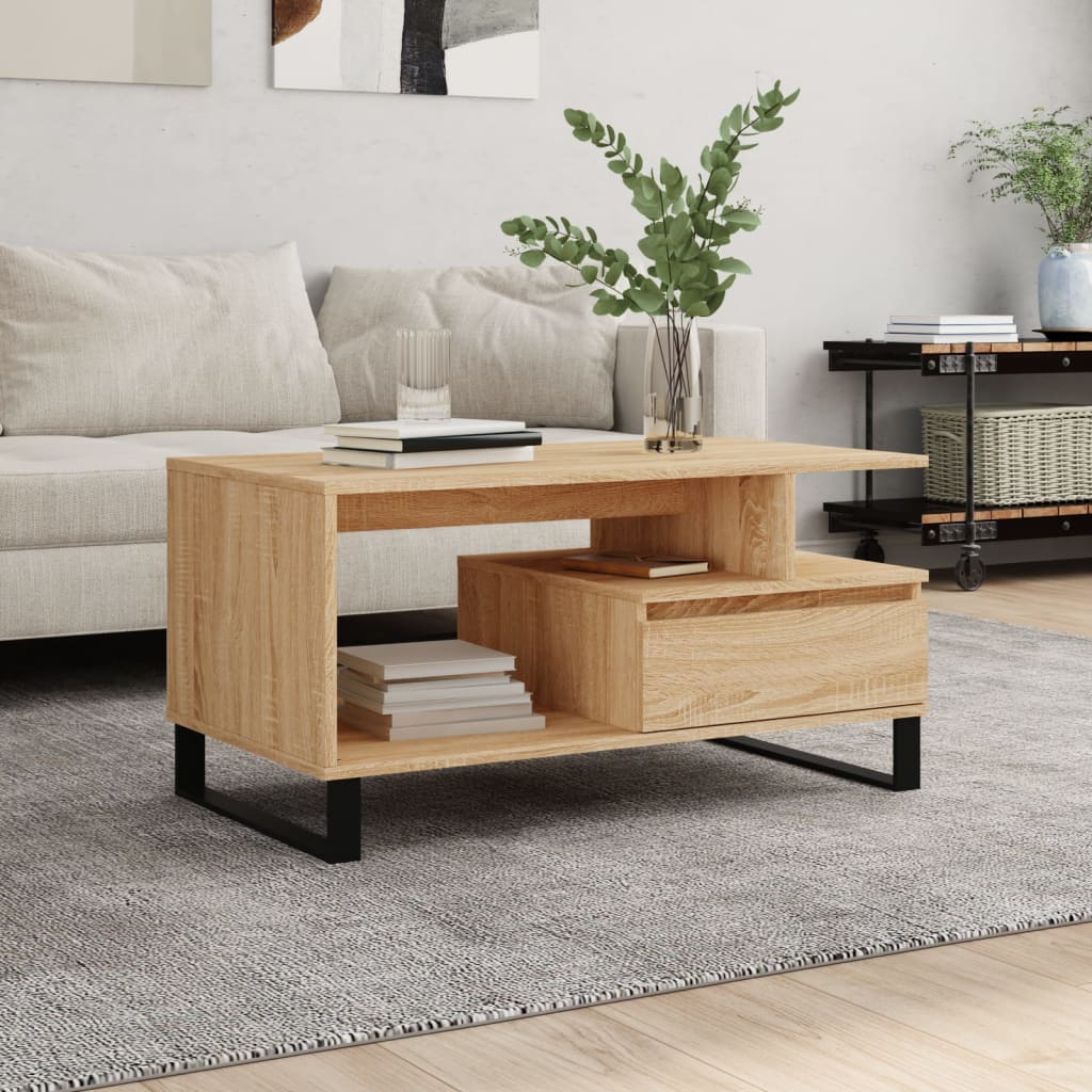 foto del prodotto tavolino da salotto rovere sonoma 90x49x45 cm legno multistrato