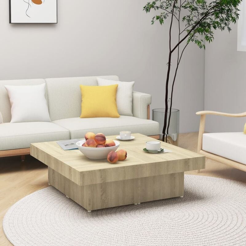 foto del prodotto tavolino da salotto rovere sonoma 90x90x28 cm legno multistrato - vidaxl