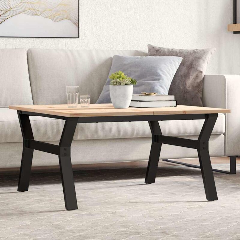 foto del prodotto tavolino da salotto telaio a y 80x80x45 cm legno pino e acciaio vidaxl