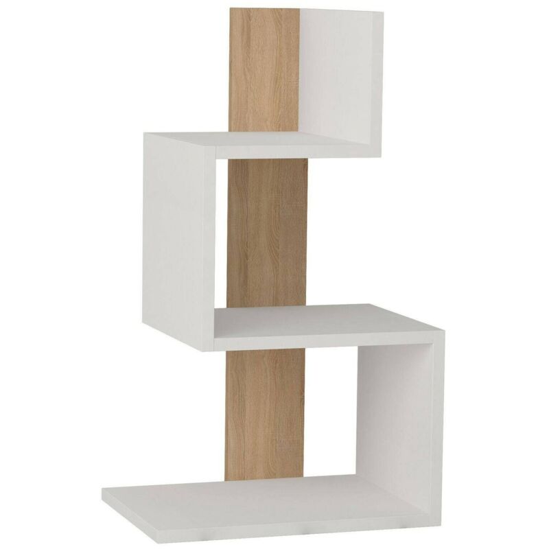 foto del prodotto tavolino da salotto umbro, tavolo basso da caff , portariviste per divano, ripiano da soggiorno, 42x30h72 cm, bianco e rovere