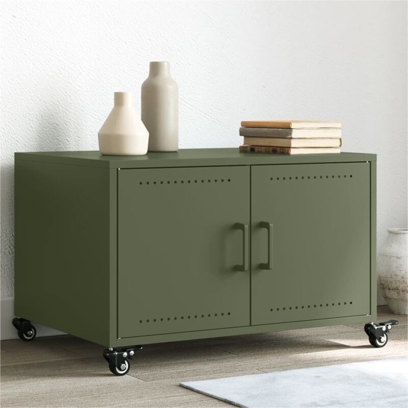 foto del prodotto tavolino da salotto verde oliva 68x50x43,5 cm in acciaio vidaxl