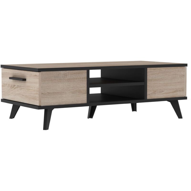 foto del prodotto tavolino da salotto wayne in rovere e nero 107x35x50 cm