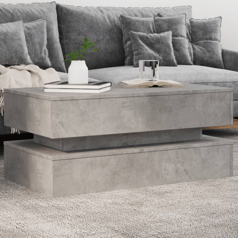 foto del prodotto tavolino da soggiorno con luci led grigio cemento 90x50x40 cm vidaxl