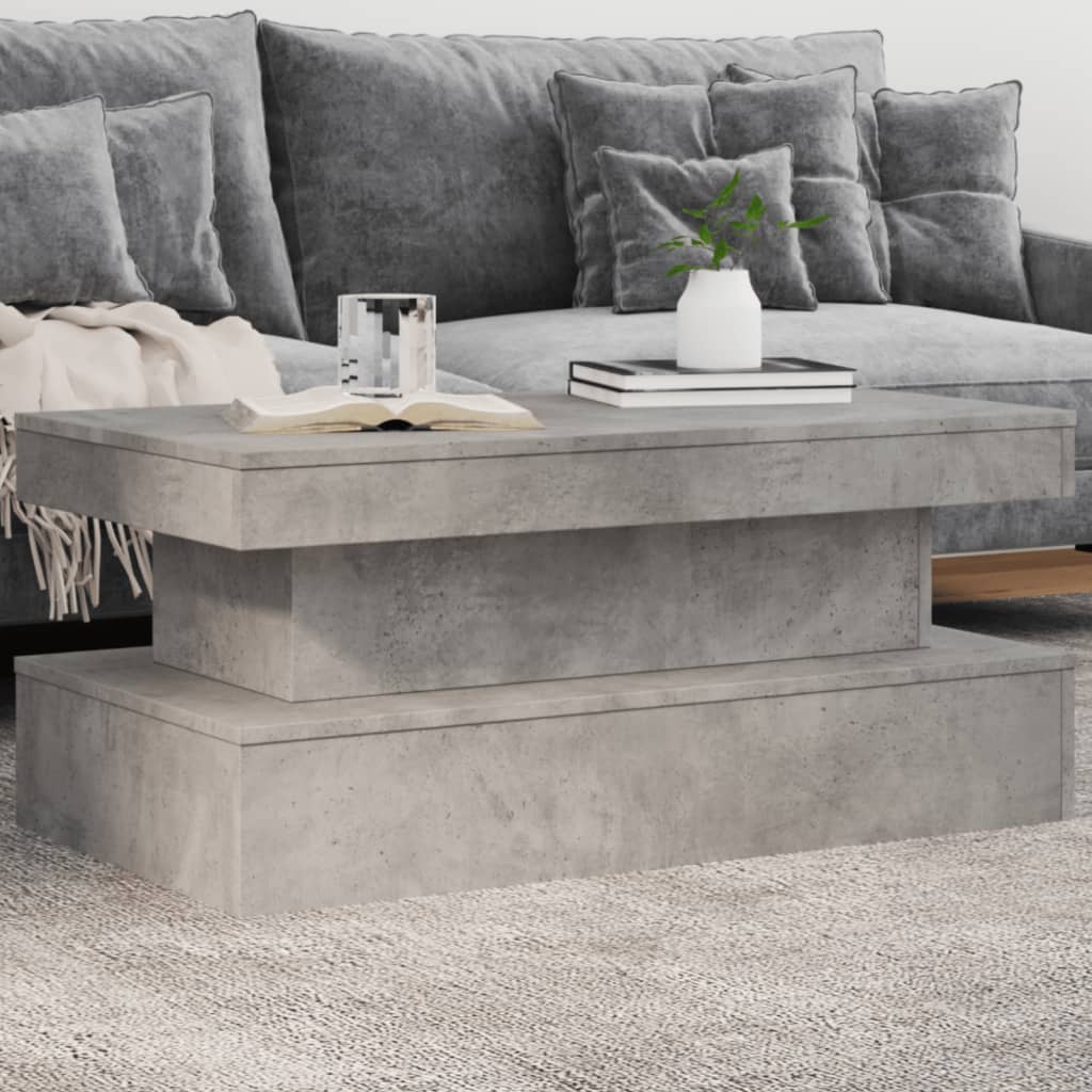 foto del prodotto tavolino da soggiorno con luci led grigio cemento 90x50x40 cmcod mxl 89348