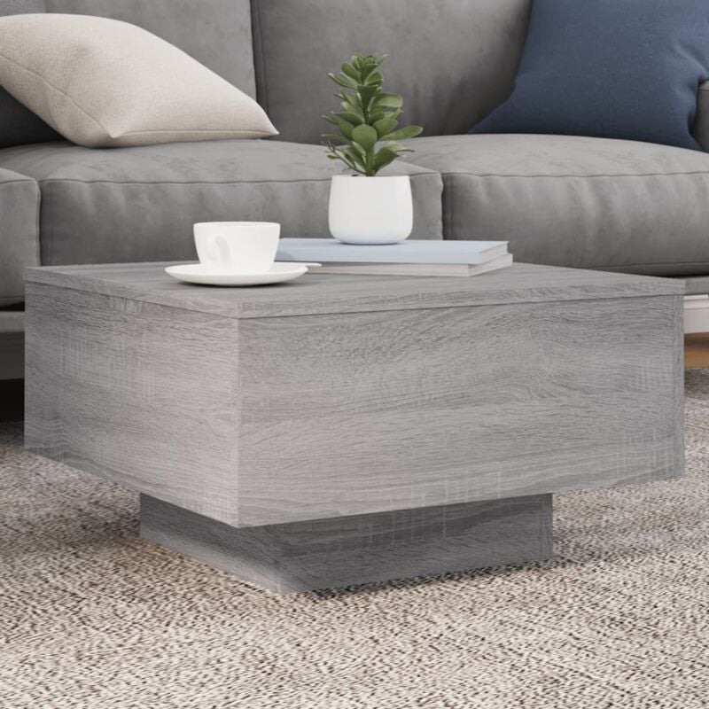 foto del prodotto tavolino da soggiorno con luci led grigio sonoma 55x55x31 cm vidaxl