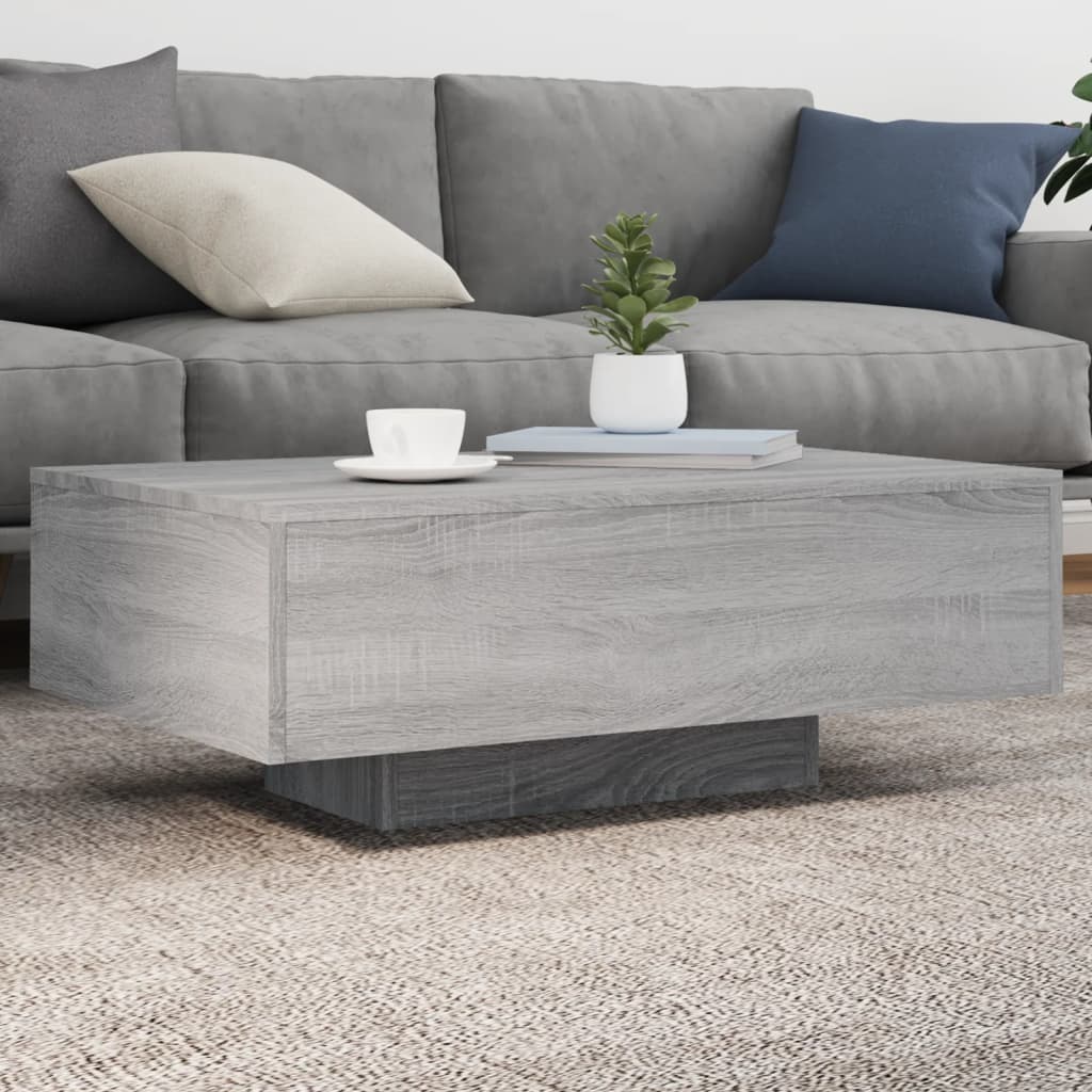 foto del prodotto tavolino da soggiorno con luci led grigio sonoma 85x55x31 cm