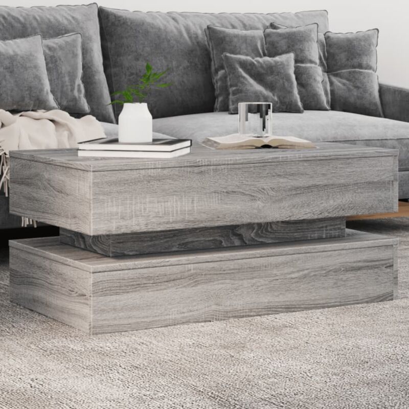 foto del prodotto tavolino da soggiorno con luci led grigio sonoma 90x50x40 cm vidaxl