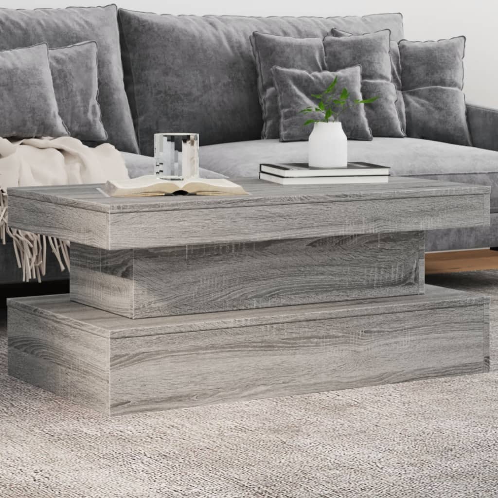 foto del prodotto tavolino da soggiorno con luci led grigio sonoma 90x50x40 cmcod mxl 89349