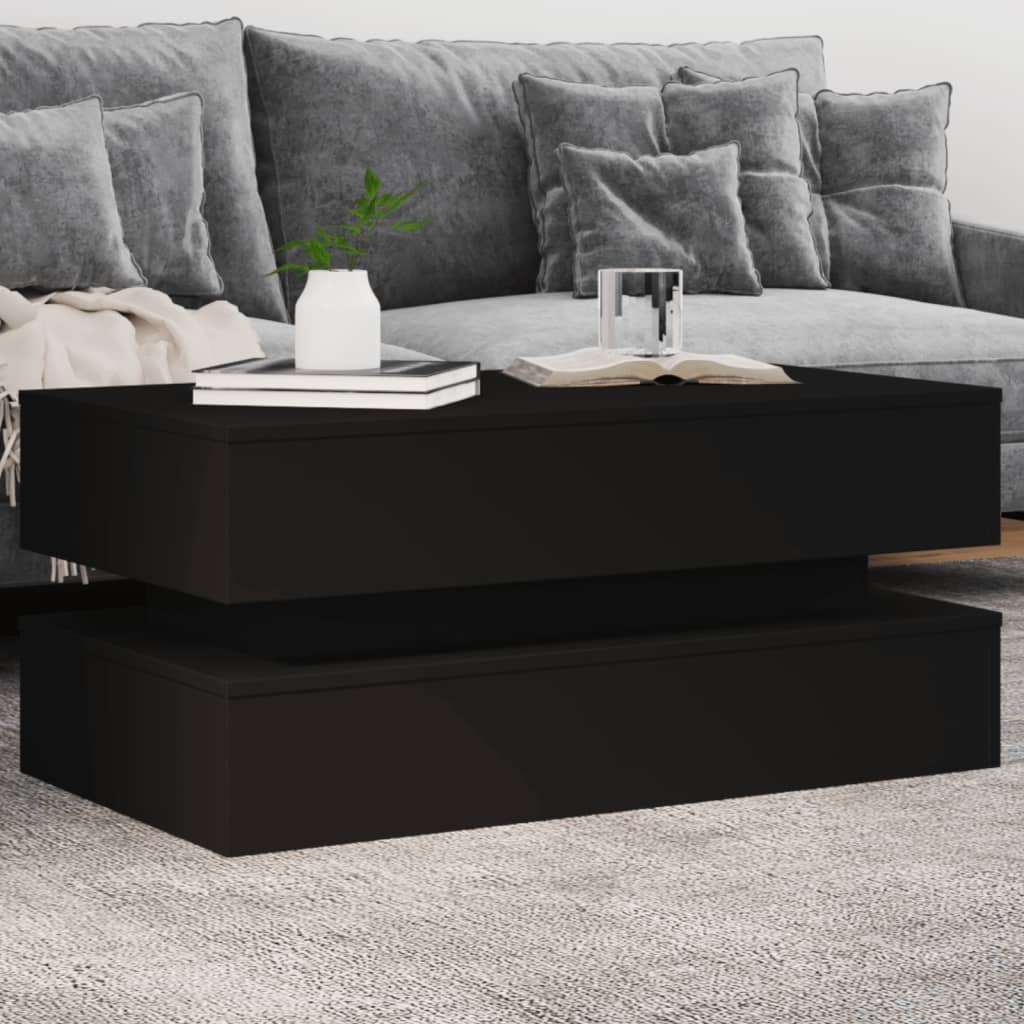 foto del prodotto tavolino da soggiorno con luci led nero 90x50x40 cm