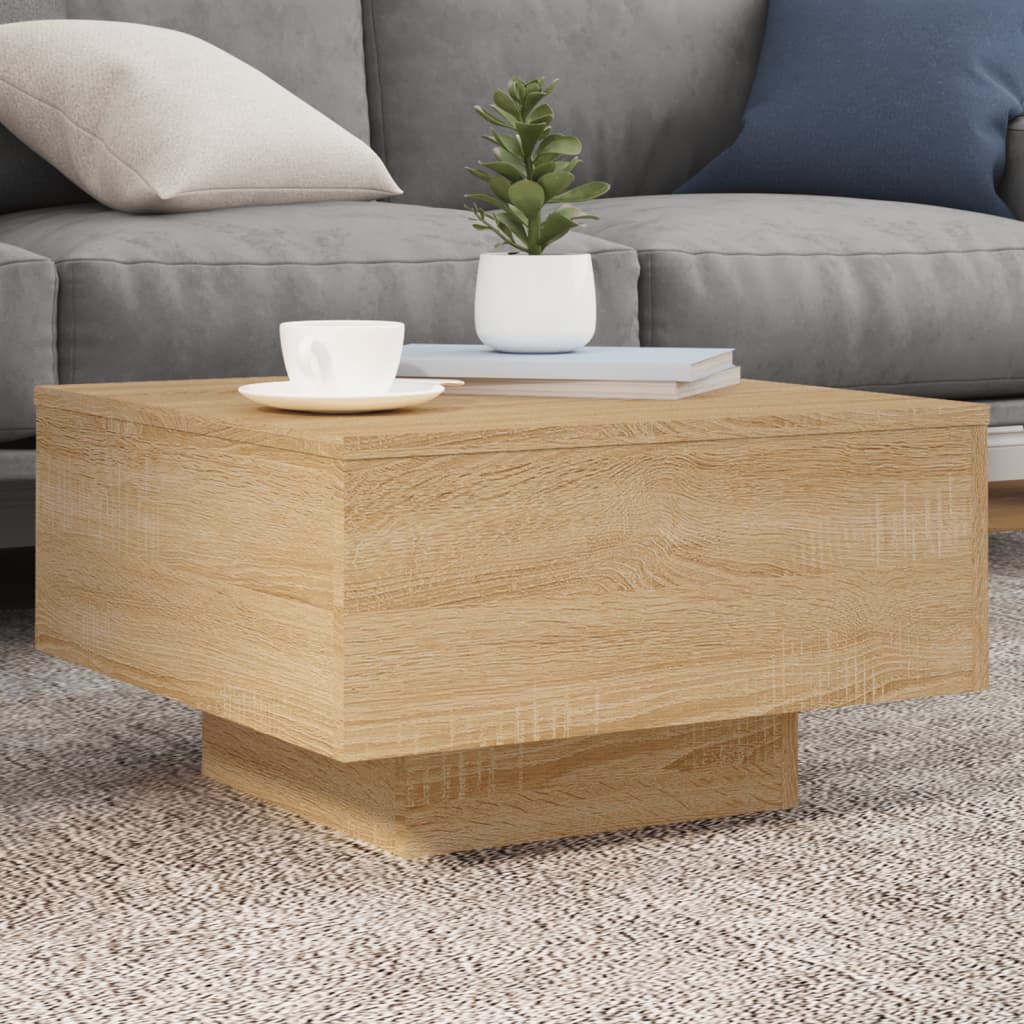 foto del prodotto tavolino da soggiorno con luci led rovere sonoma 55x55x31 cmcod mxl 110248
