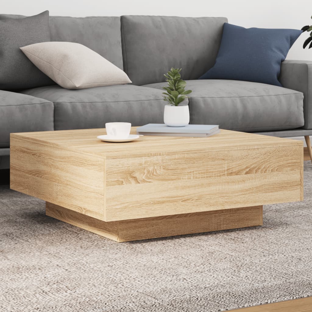 foto del prodotto tavolino da soggiorno con luci led rovere sonoma 80x80x31 cmcod mxl 134046