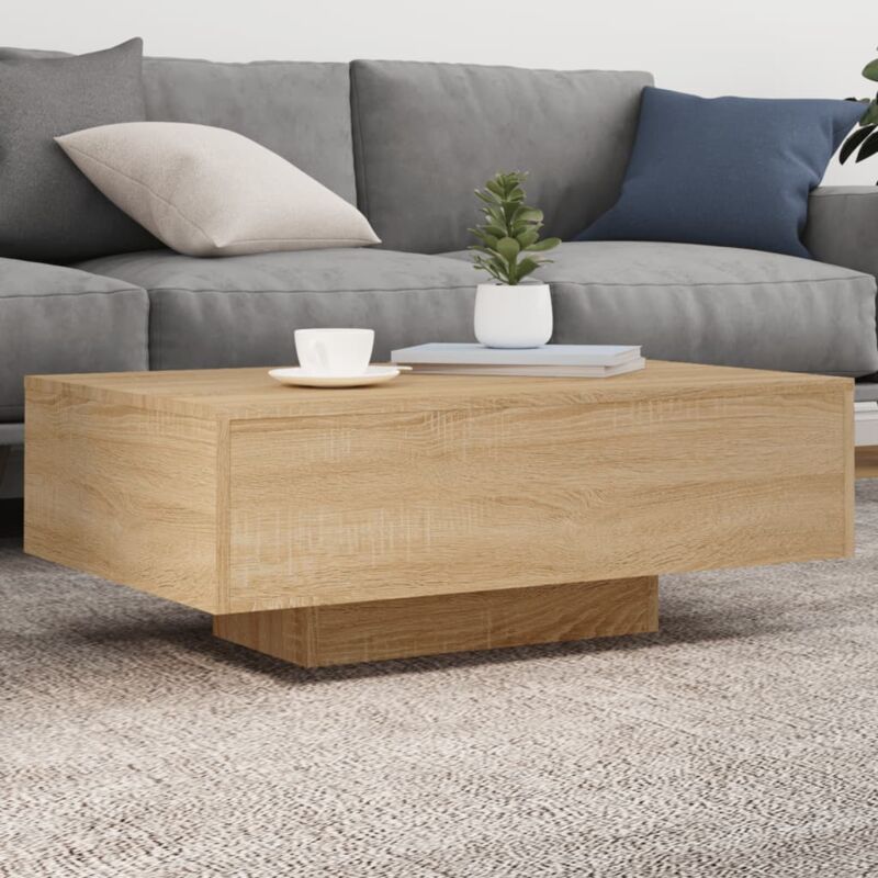 foto del prodotto tavolino da soggiorno con luci led rovere sonoma 85x55x31 cm vidaxl