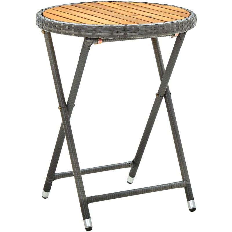 foto del prodotto tavolino da t grigio 60 cm in polyrattan e massello di acacia