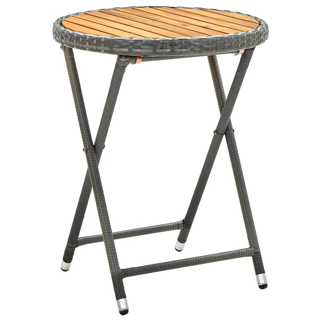 foto del prodotto tavolino da t grigio 60 cm in polyrattan e massello di acacia cod mxl 34087