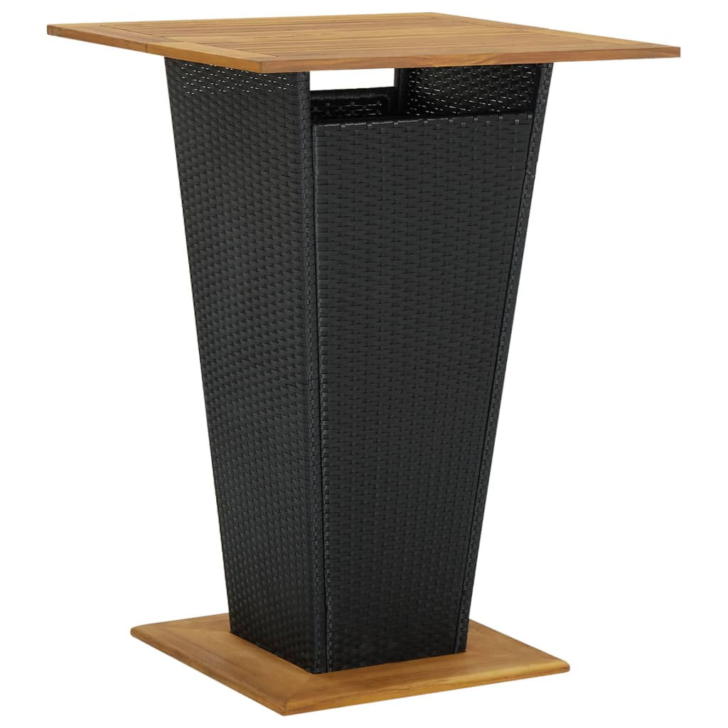 foto del prodotto tavolino da t nero 80x80x110 cm polyrattan e massello acacia cod mxl 34321
