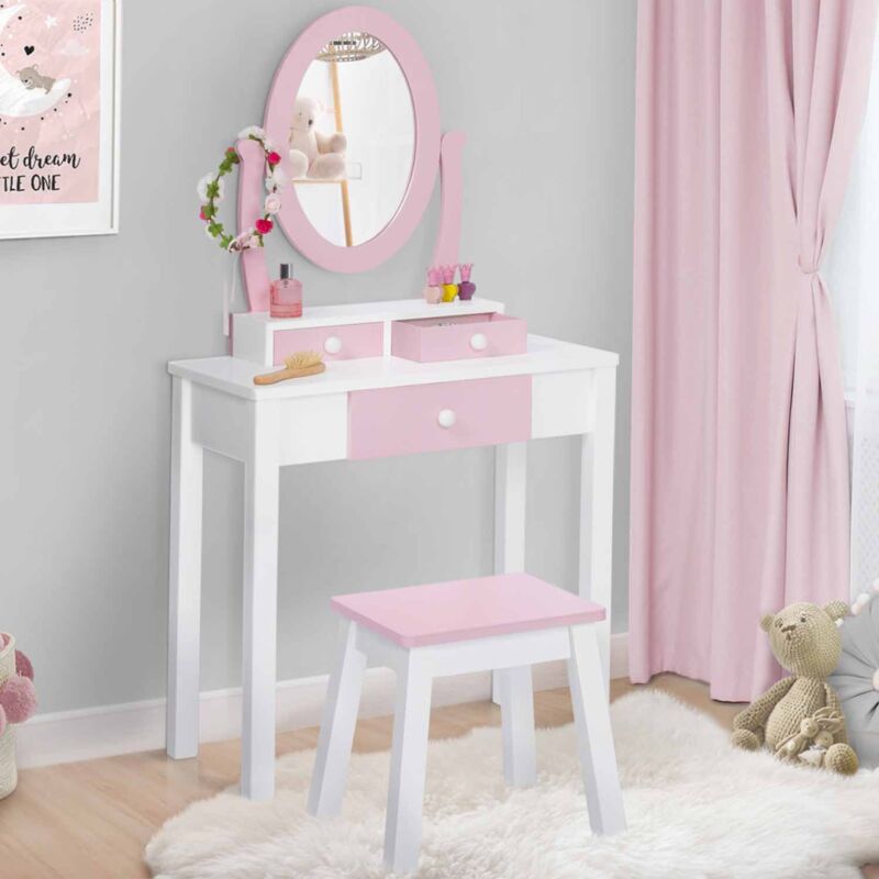foto del prodotto tavolino da toilette per bambini bettany con specchio e sgabello