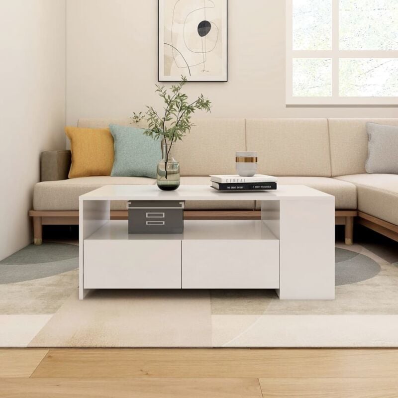 foto del prodotto tavolino dall aspetto elegante con cassetti e scomparto vari colori colore bianco