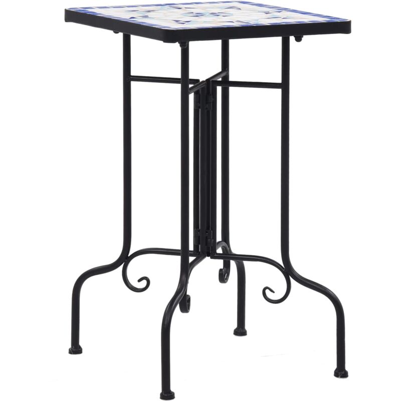 foto del prodotto tavolino di servizio con mosaico blu e bianco in ceramica - vidaxl