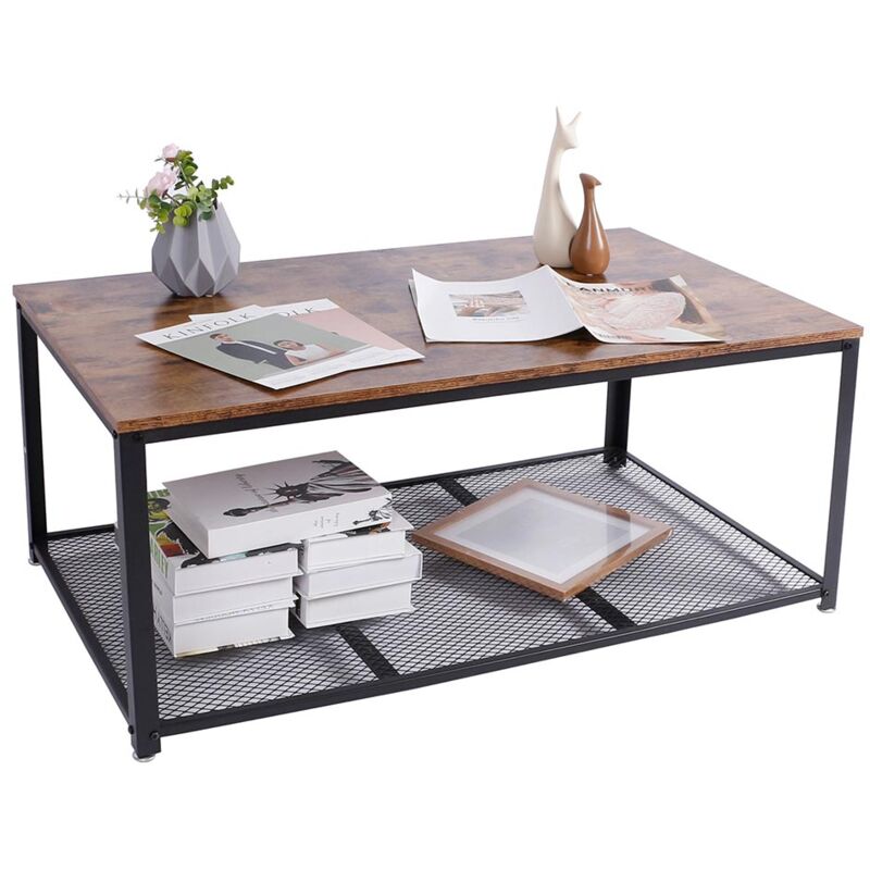 foto del prodotto tavolino divano salotto rettangolare design moderno industriale legno metallo