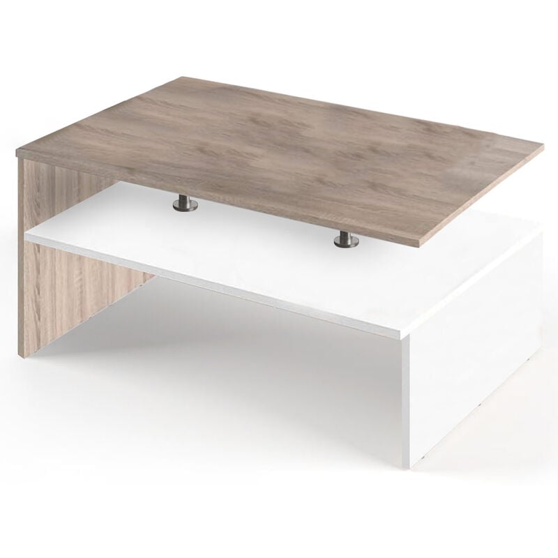 foto del prodotto tavolino divano salotto rettangolare design moderno legno mdf 2 ripiani