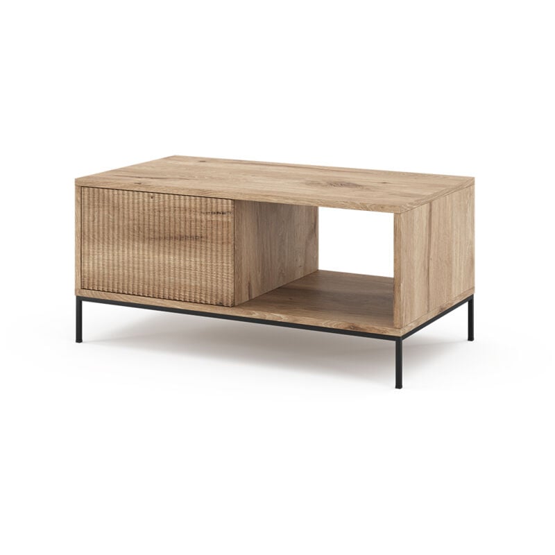 foto del prodotto tavolino eliza, quercia vichinga, 90 x 45 cm con un cassetto vicco