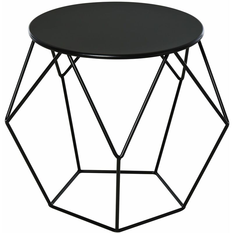 foto del prodotto tavolino geometrico di design in acciaio nero 54x54x44 cm