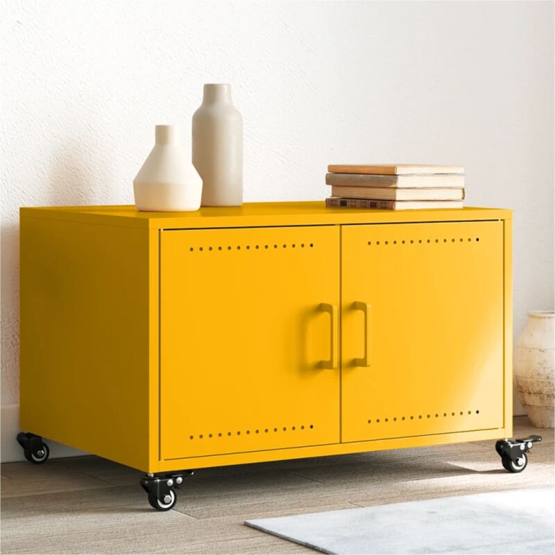 foto del prodotto tavolino giallo senape 68x50x43,5 cm acciaio laminato a freddo vidaxl