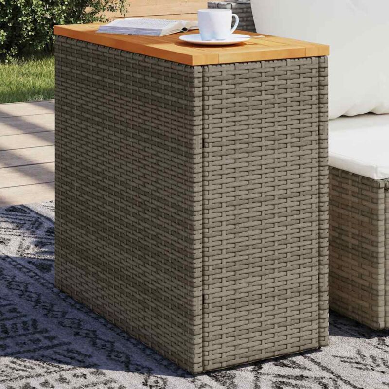 foto del prodotto tavolino giardino piano in legno grigio 58x27,5x55cm polyrattan vidaxl