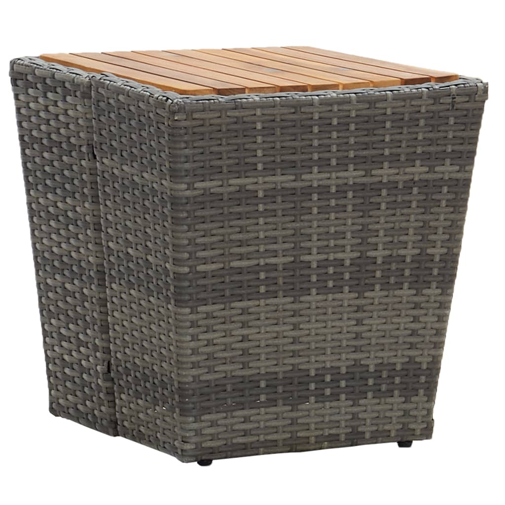 foto del prodotto tavolino grigio 41,5x41,5x43 cm in polyrattan e legno di acacia