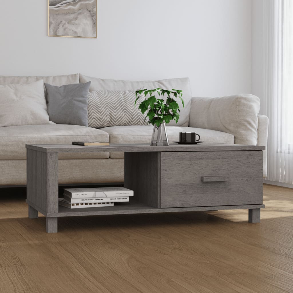 foto del prodotto tavolino grigio chiaro 100x55x35 cm in legno massello di pino