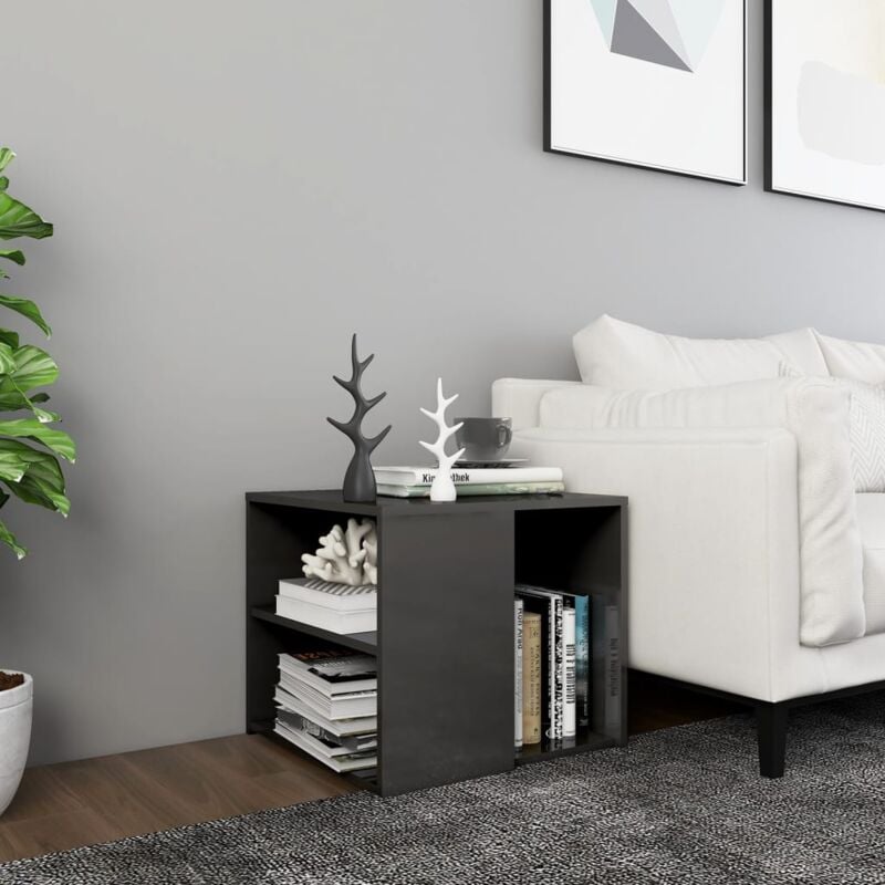 foto del prodotto tavolino grigio lucido 50x50x45 cm in legno multistrato vidaxl