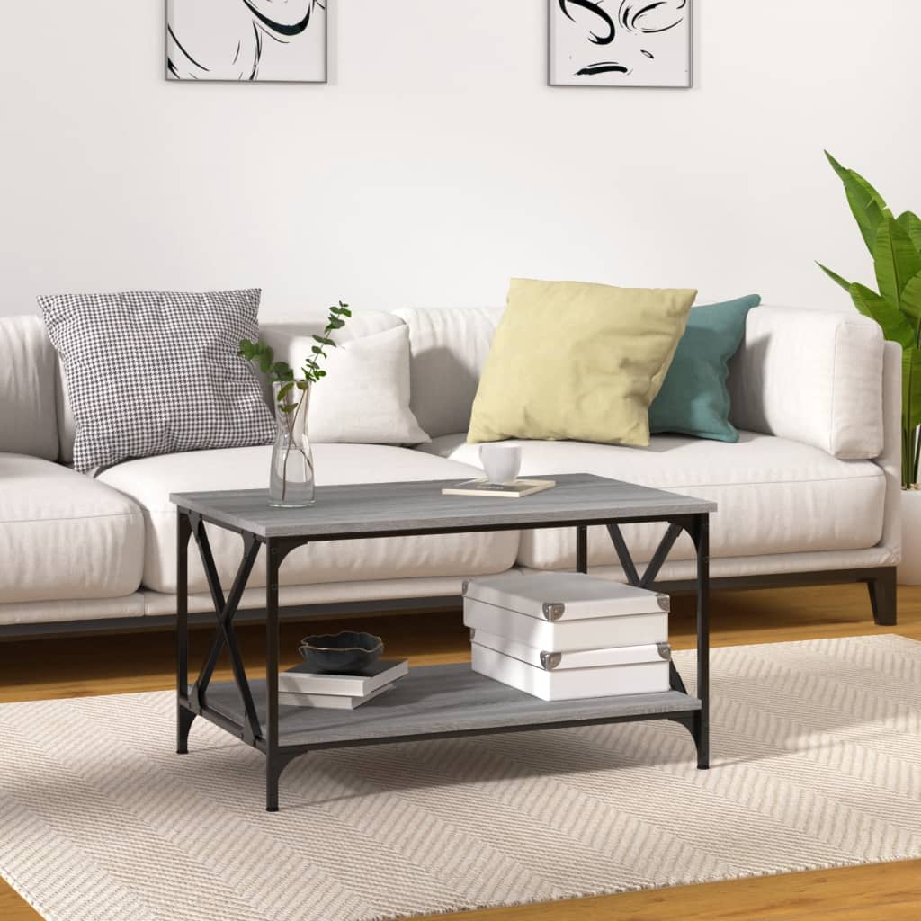 foto del prodotto tavolino grigio sonoma 80x50x45 cm in legno multistrato e ferro cod mxl 16334