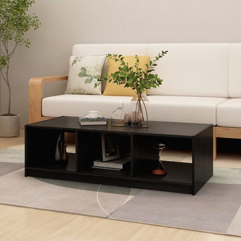 foto del prodotto tavolino ideale per salotto o studio con 3 scomparti aperti in legno vari colori colore nero