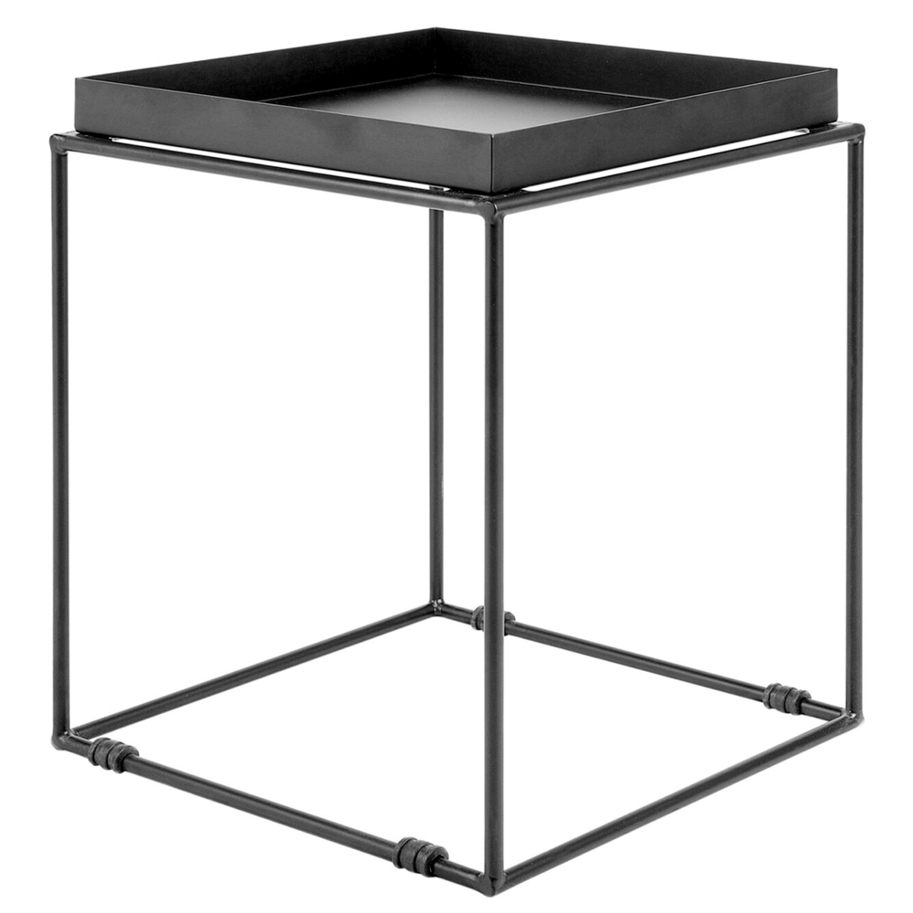 foto del prodotto tavolino in metallo nero 50 x 40 x 40 cm vassoio da tavolo con industriale