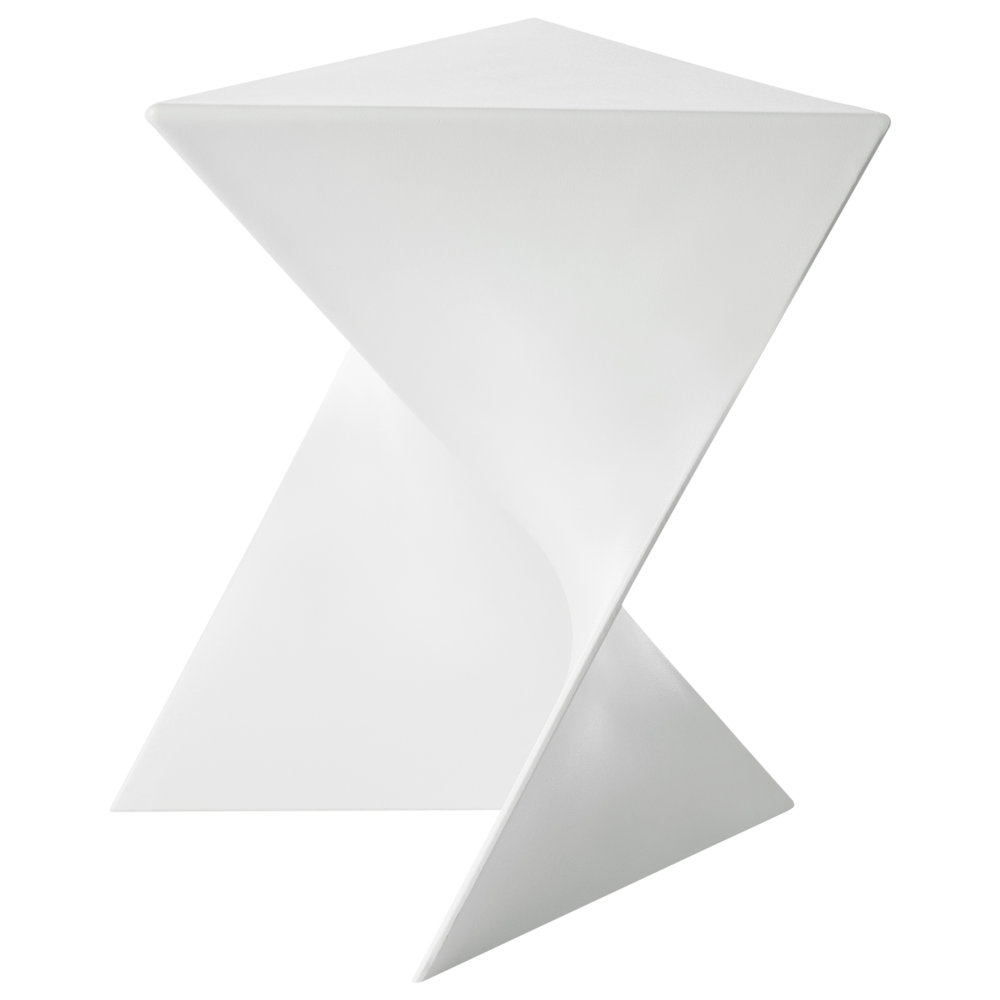foto del prodotto tavolino in plastica tringolare bianco soggiorno elegante